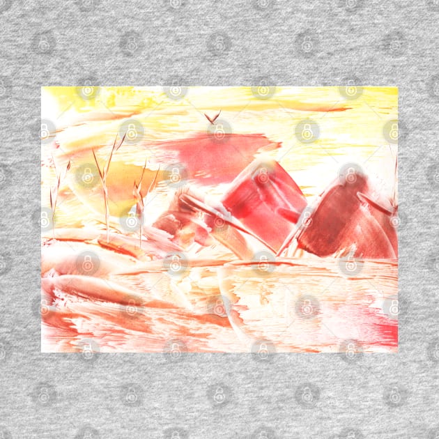 Landscape, mountains, nature. Encaustic, art decoration, sketch. Illustration hand drawn modern, hot wax by grafinya